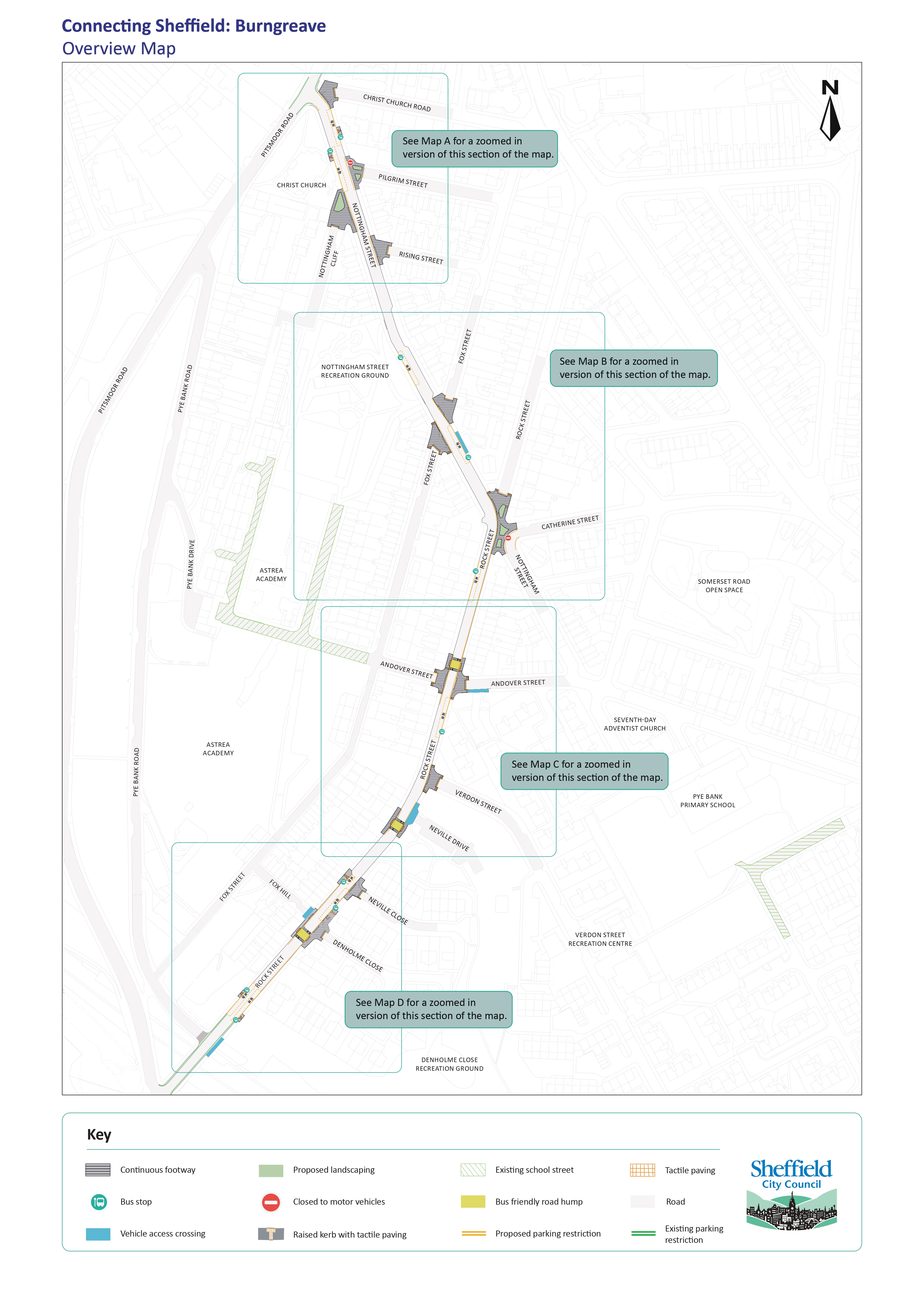 Map of the overall project area on Rock Street and Nottingham Street