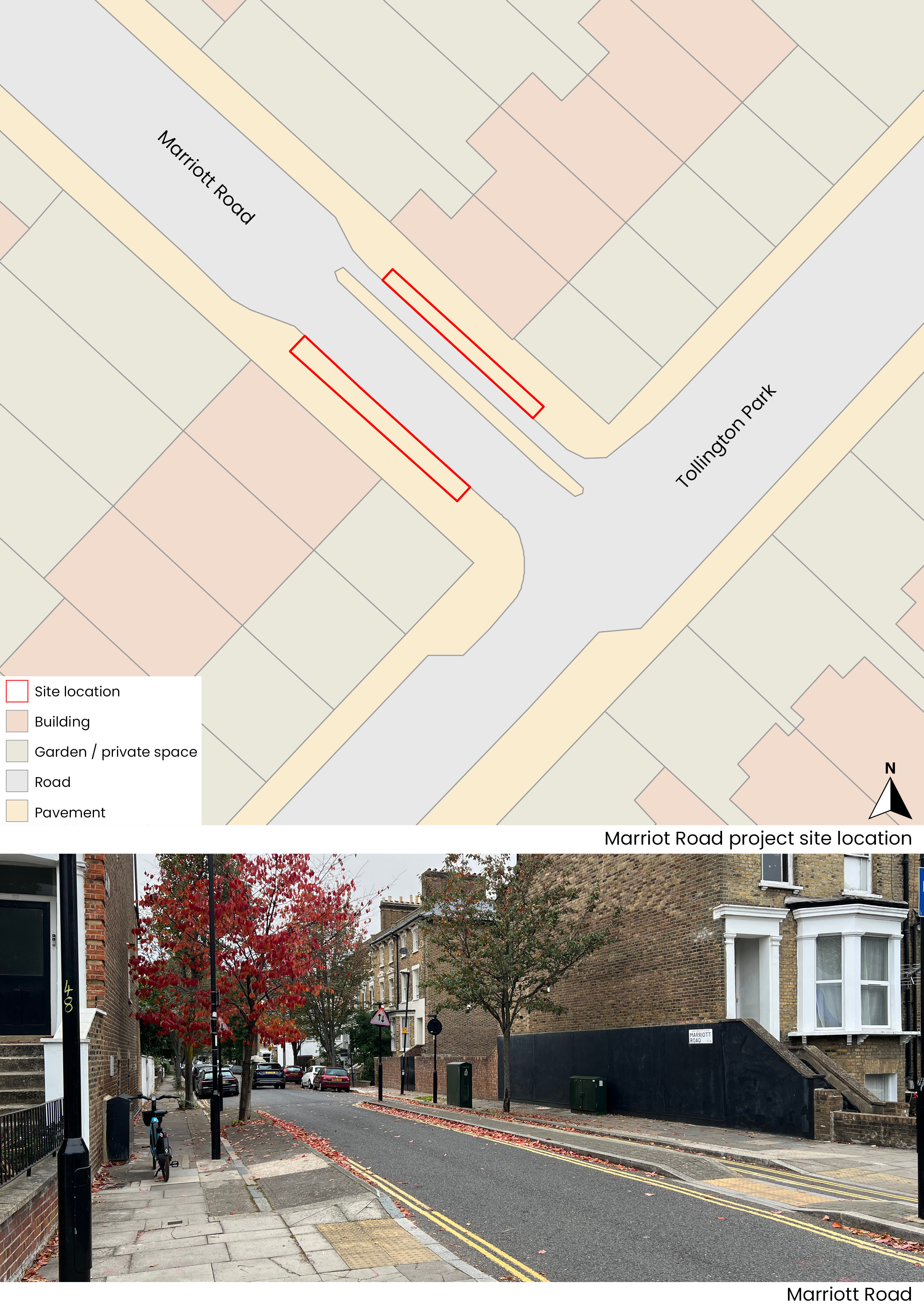 Plan showing the location of the Marriott Road project.