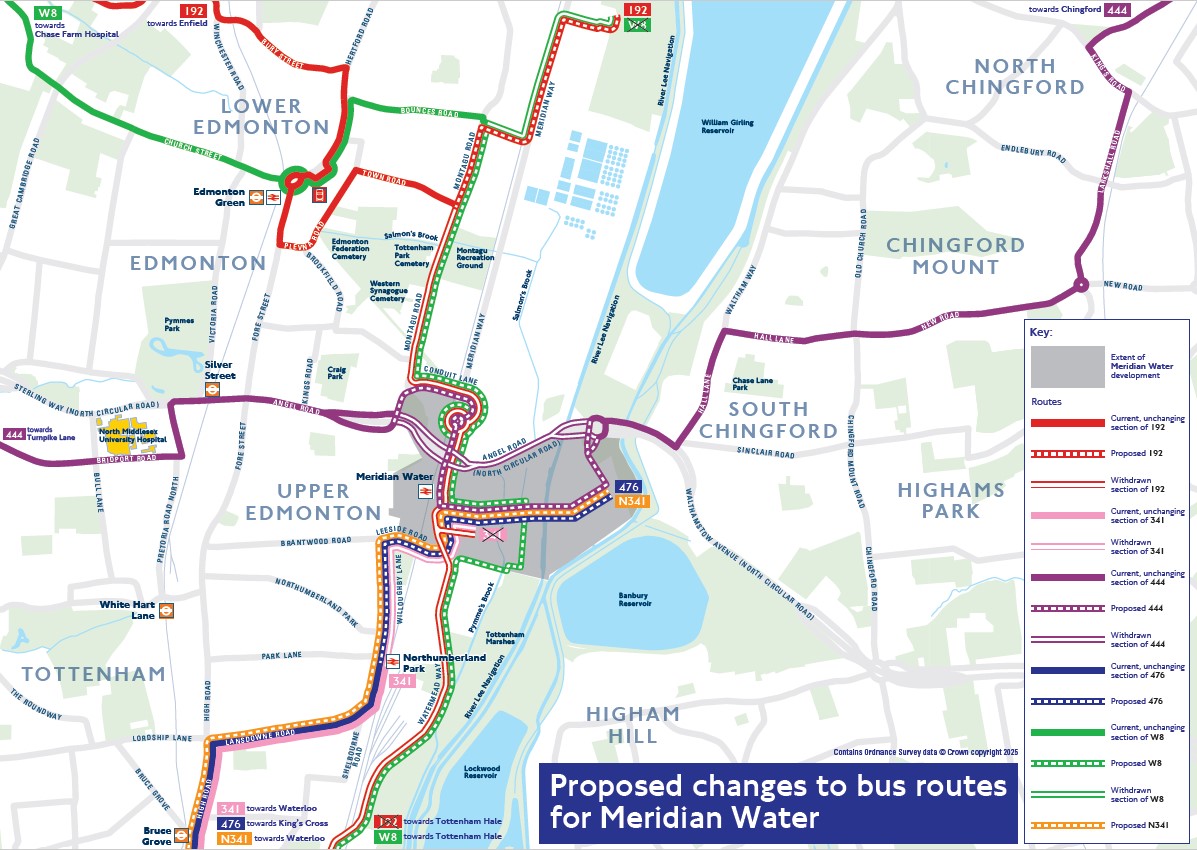 Map of all proposed route changes