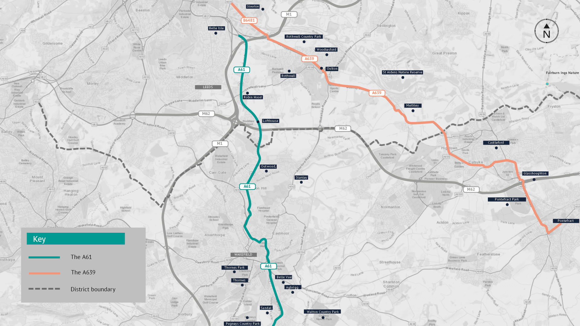 Map of both A61 and A639
