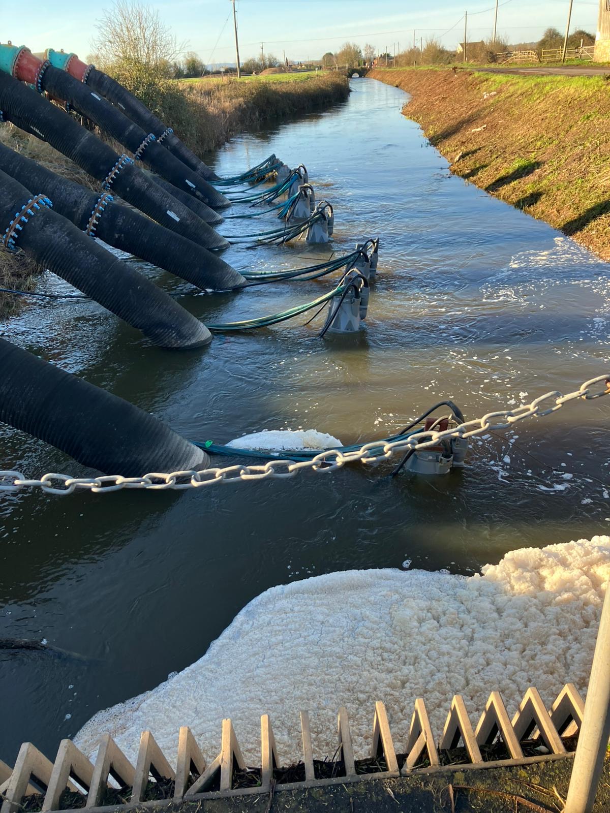 Photo of pumps going into the drain at Northmoor