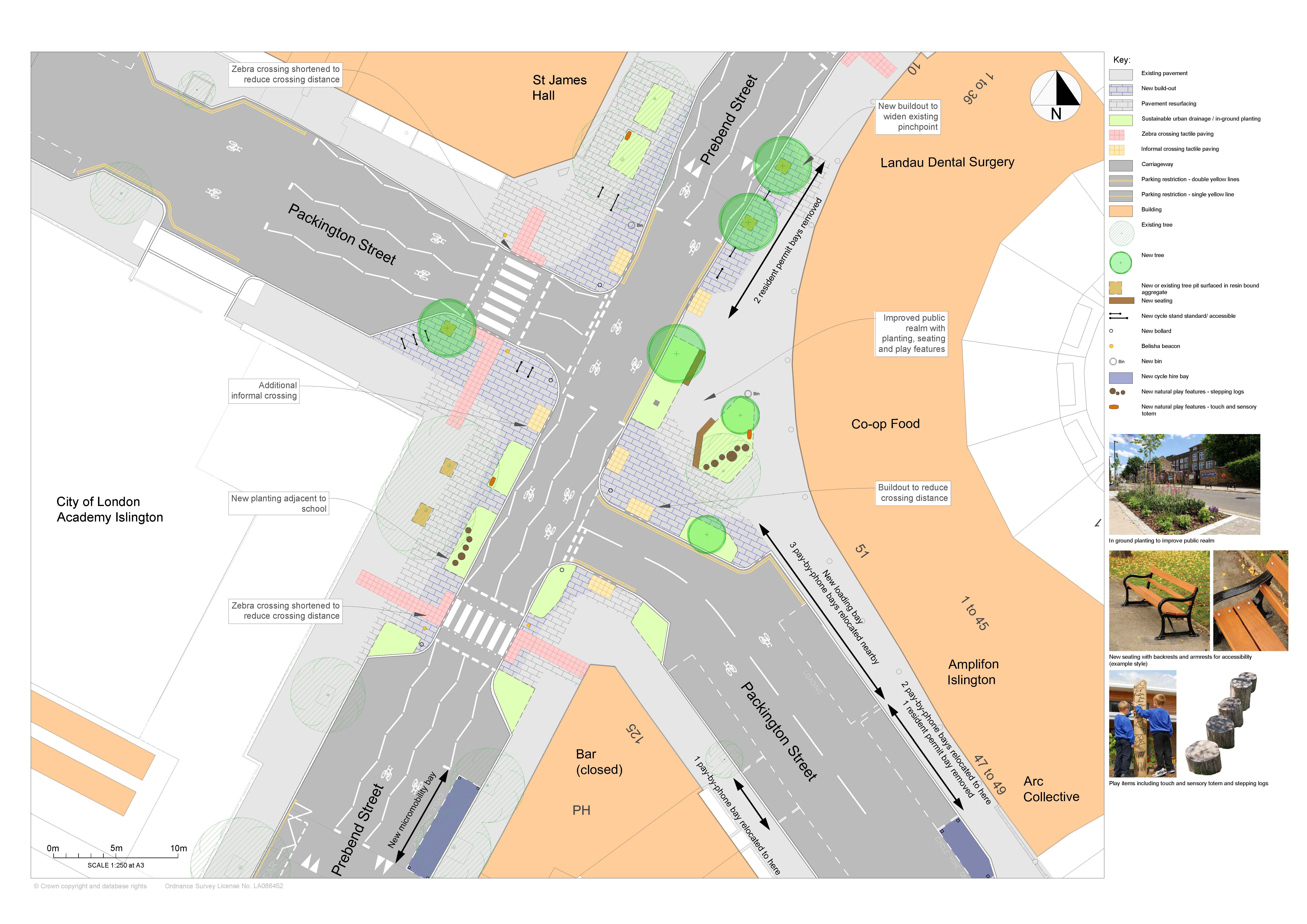 Our proposed design for the junction of Packington Street/Prebend Street 