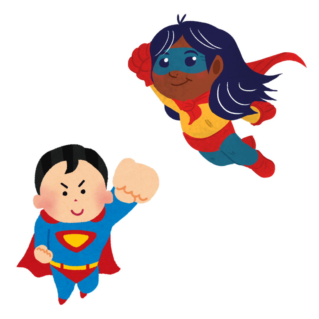 Two cartoon superheroes