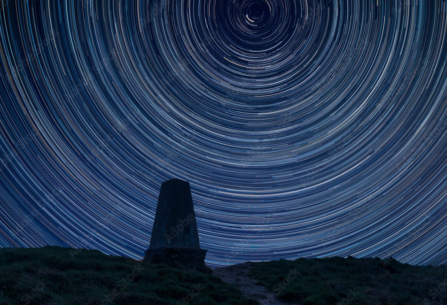Time lapse photo showing the night sky