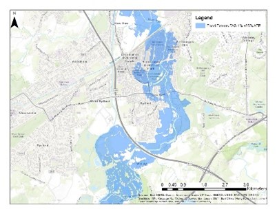 Image shows flood risk with the scheme