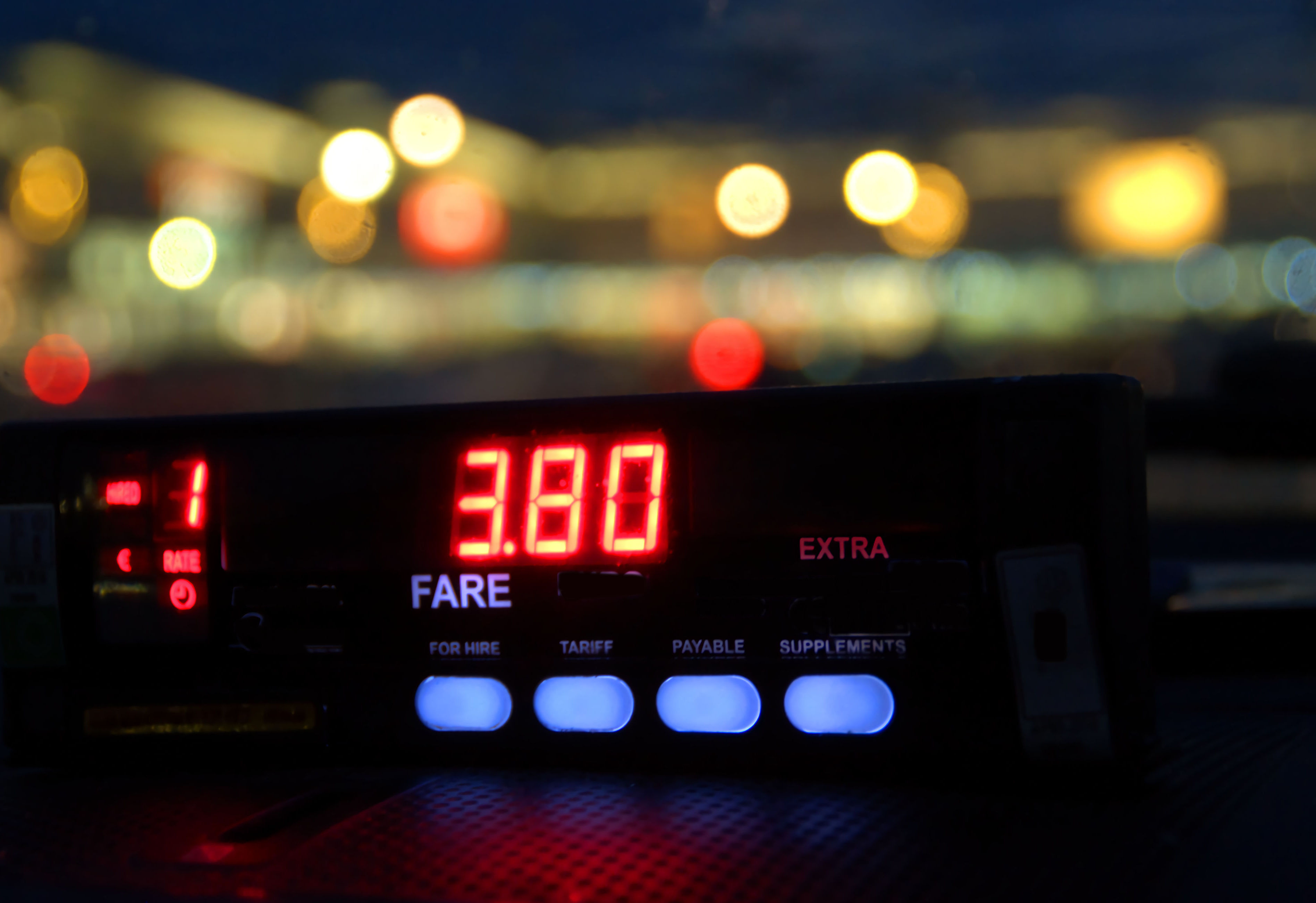 Photograph of taxi fare reader