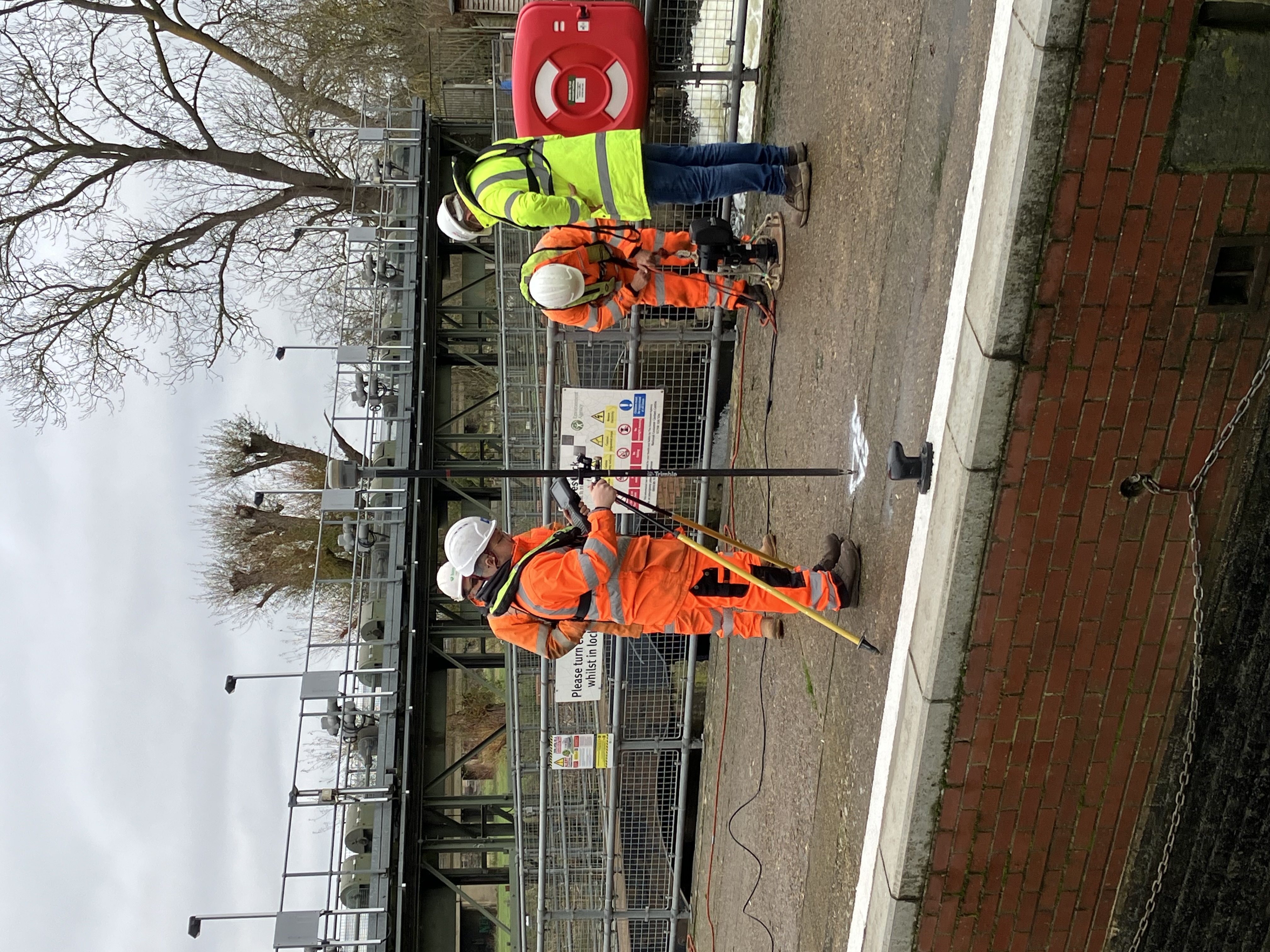 Environment Agency staff and contractors carrying out surveys of the St Ives Sluices