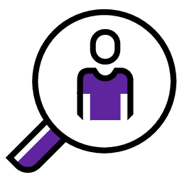 magnifying glass with person inside