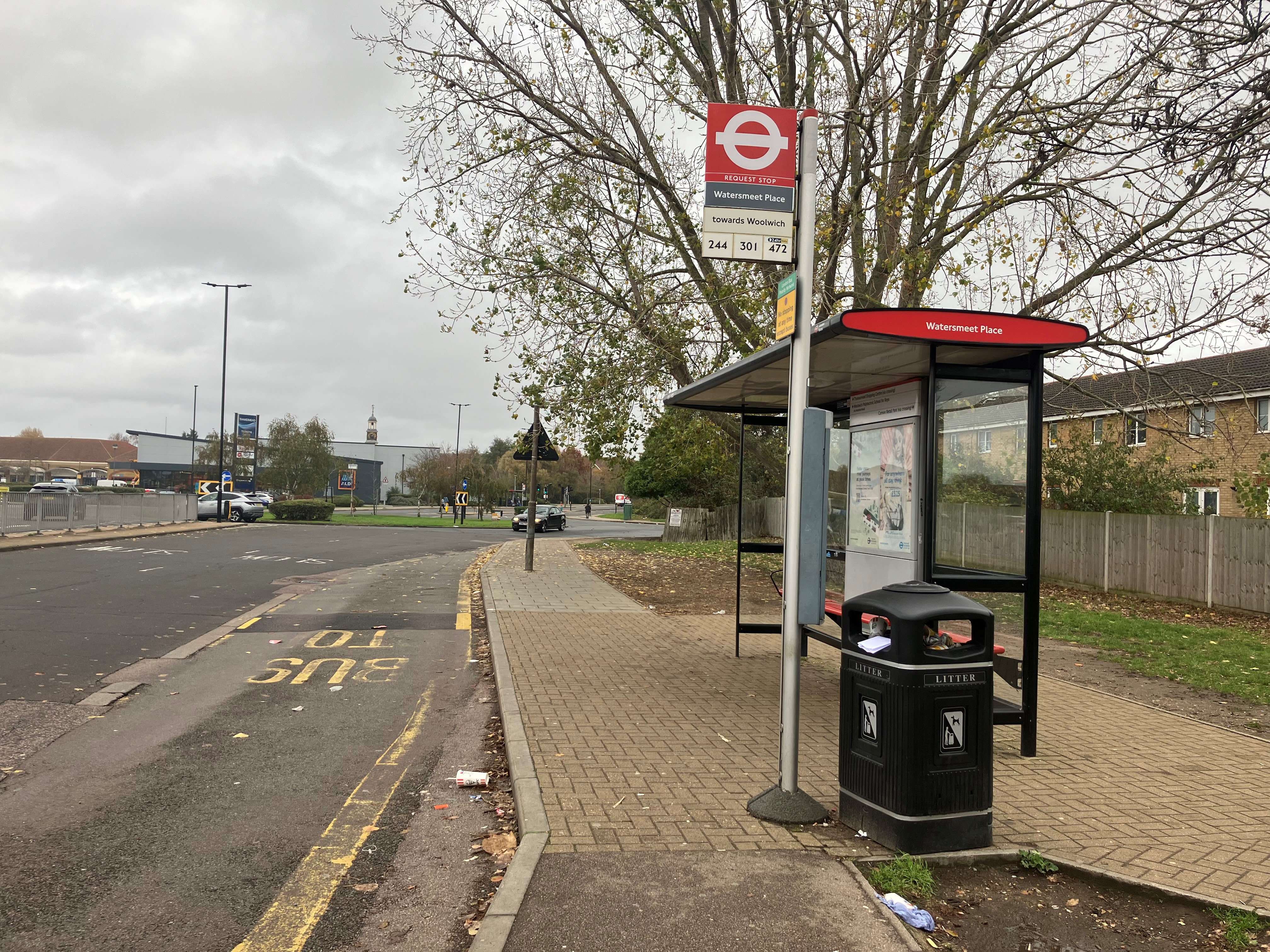 Current bus stop at Watersmeet Place