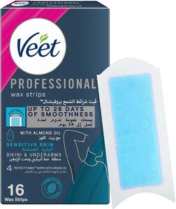 Veet Easy Gel Bikini & Underarm Wax Strips with Almond Oil & Cornflower Scent for Sensitive Skin 16pcs Veet Easy Gel Bikini & Underarm Wax Strips with Almond Oil & Cornflower Scent for Sensitive Skin 16pcs