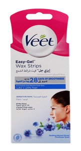 Veet Easy Gel Facial Wax Strips with Almond Oil & Cornflower Scent for Sensitive Skin 20pcs Veet Easy Gel Facial Wax Strips with Almond Oil & Cornflower Scent for Sensitive Skin 20pcs