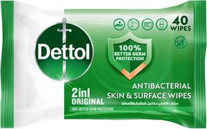 Dettol Original 2 in 1 Antibacterial Skin and Surface Wipes for 100% Better Germ Protection 40s Dettol Original 2 in 1 Antibacterial Skin and Surface Wipes for 100% Better Germ Protection 40s
