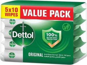Dettol Original 2 in 1 Antibacterial Skin and Surface Wipes for 100% Better Germ Protection 10x10s Dettol Original 2 in 1 Antibacterial Skin and Surface Wipes for 100% Better Germ Protection 10x10s