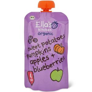 Ella's Kitchen Organic Baby Food Sweet Potatoes Pumpkins Apples & Blueberries (4 Months & Above) 120g Ella's Kitchen Organic Baby Food Sweet Potatoes Pumpkins Apples & Blueberries (4 Months & Above) 120g