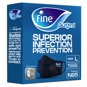 Fine Guard N95 Adult Face Mask With Livinguard Technology Infection Prevention Large 1pack Fine Guard N95 Adult Face Mask With Livinguard Technology Infection Prevention Large 1pack