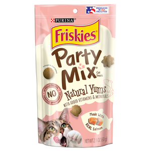 Purina Friskies Natural Cat Treats Party Mix Natural Yums With Real Salmon Pouch 2.1oz Purina Friskies Natural Cat Treats Party Mix Natural Yums With Real Salmon Pouch 2.1oz
