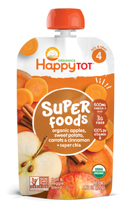 Happy Tot Organic Apple, Sweet Potato, Carrot & Cinnamon Stage 4 Super Foods 113g Happy Tot Organic Apple, Sweet Potato, Carrot & Cinnamon Stage 4 Super Foods 113g