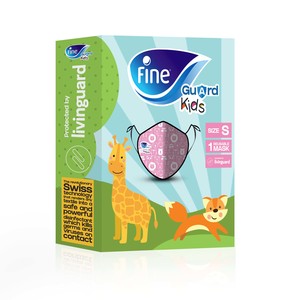 Fine Guard Kids Face Mask Reusable Face Mask with Livinguard Technology Pink Limited Edition Size Small" 40s Fine Guard Kids Face Mask Reusable Face Mask with Livinguard Technology Pink Limited Edition Size Small" 40s