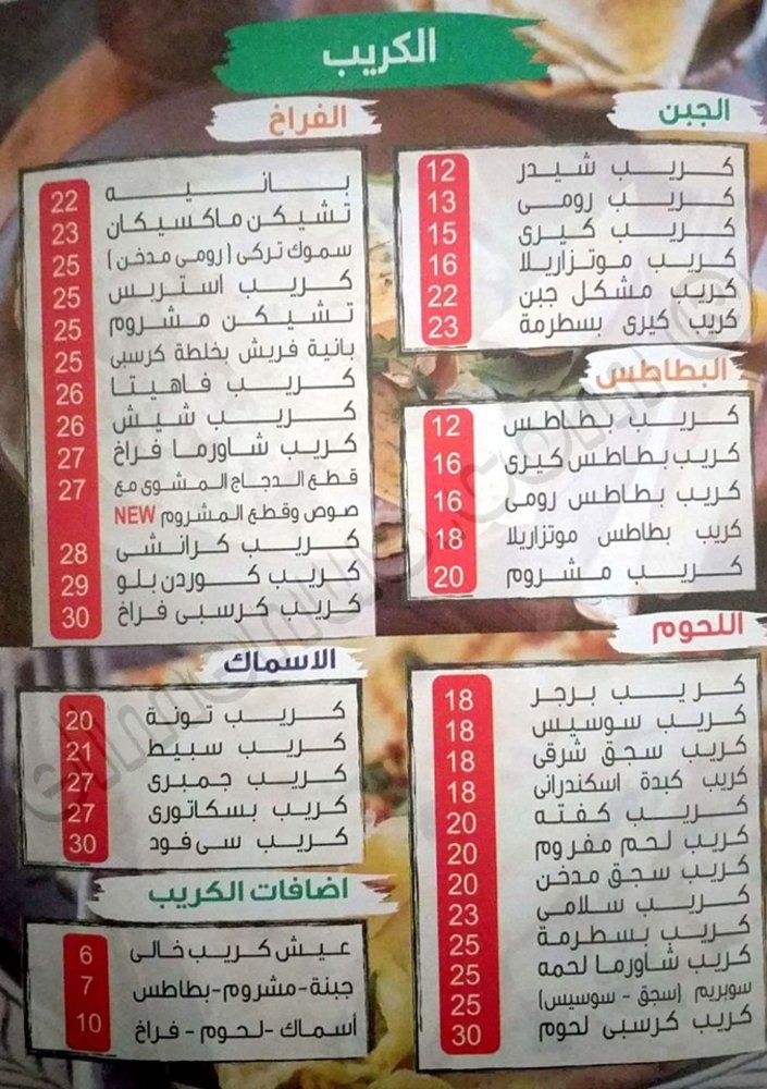 Crispy Scanned Menu On Elmenus Com Cairo Egypt Restaurant Menu