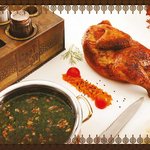 Molokhia with Chicken  ابن البلد restaurant 