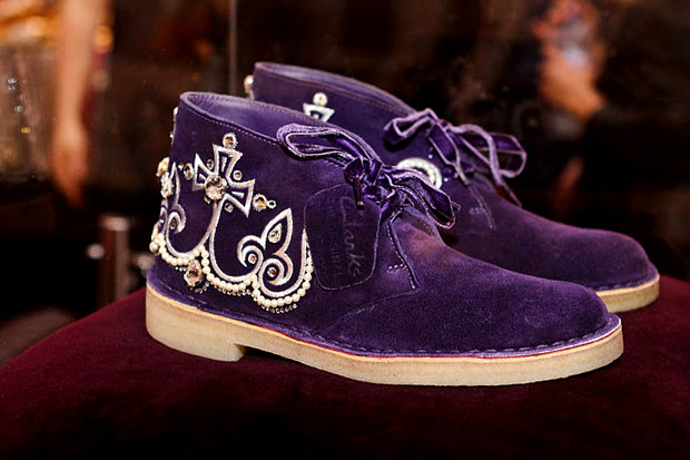 purple clarks desert boots