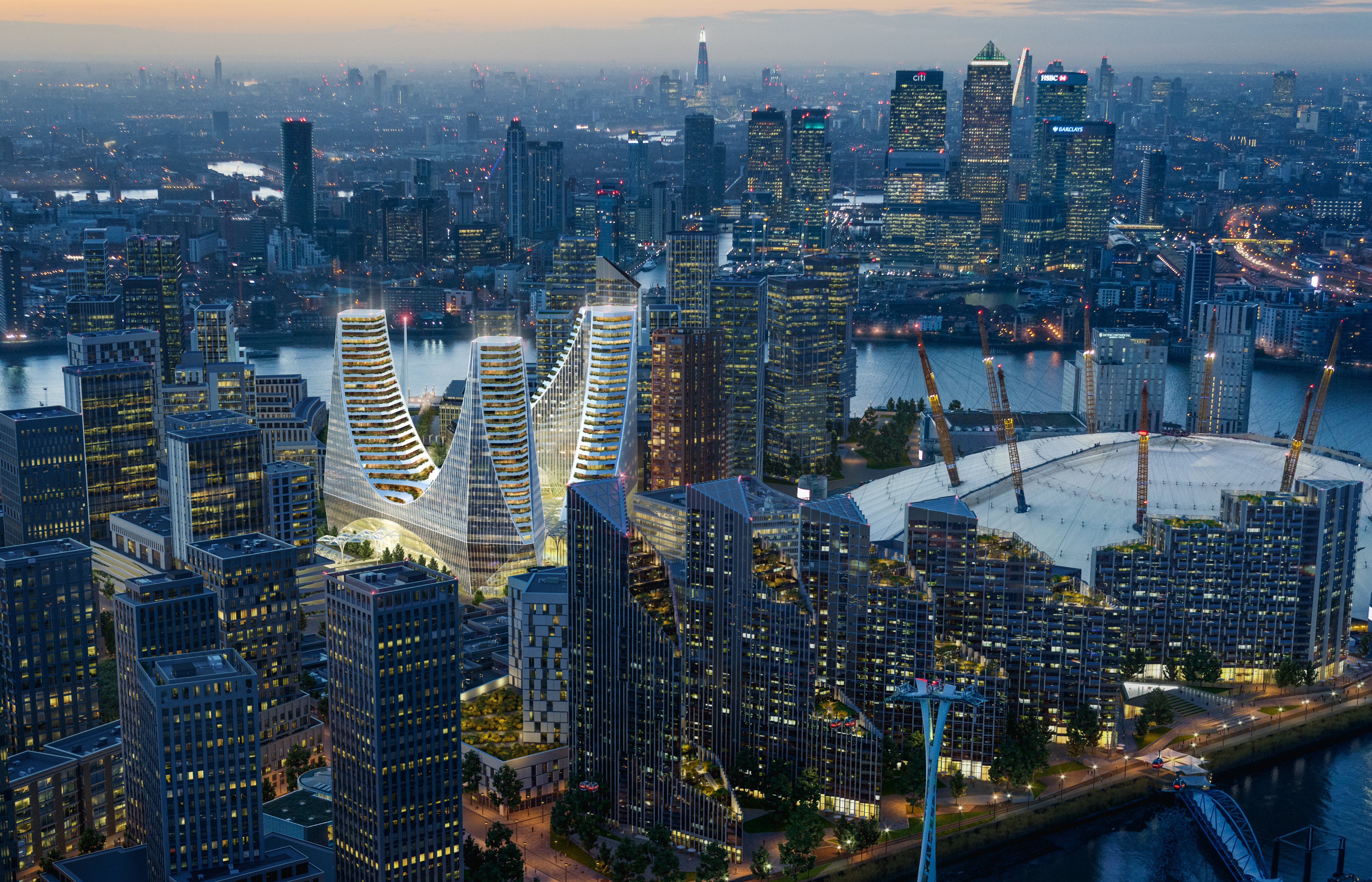 Calatrava towers dropped from Greenwich Peninsula scheme