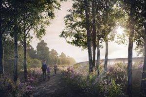 Foster + Partners' early proposals for The Kentish Wine Vault (June 2021). The scheme is backed by Vineyard Farms