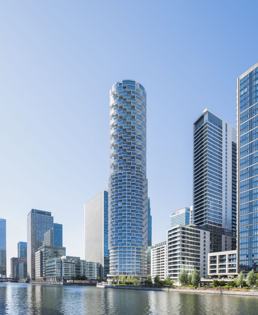 Herzog & de Meuron’s Canary Wharf highrise apartments near completion