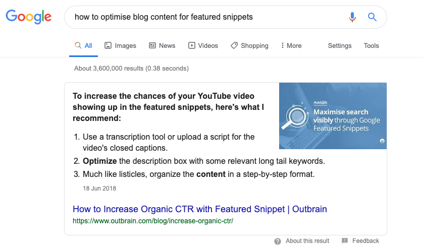 Content Strategy Featured Snippets