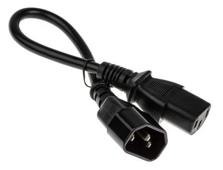RS Pro 500mm Power Cable Assembly 500mm Power Cable, C13, IEC to C14, IEC