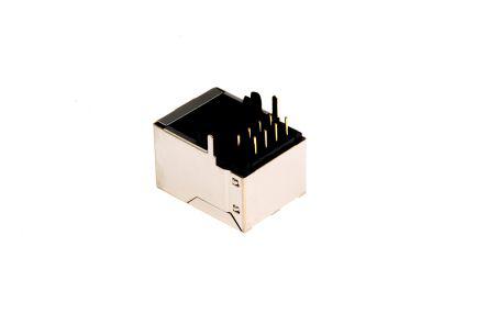 RS Pro Cat5 8 Way Right Angle PCB Mount Unshielded RJ45 Connector Female