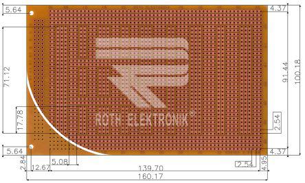 Eurocard Pcb Roth Elektronik-re319-hp Fr2 2.54 mm Eurocard Pcb Roth Elektronik-re319-hp Fr2 2.54 mm