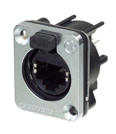 2 Neutrik NE8FDV-B Black RJ45 Cat 5 EtherCon Vertical PCB Chassis Mount Jack