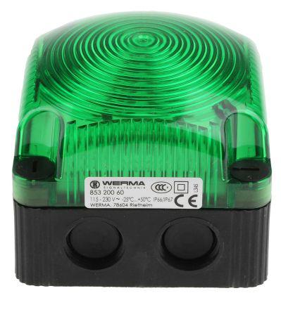 LED, Steady Beacon 853 Series, Green 890 220 55 | Werma 890 Green LED Beacon