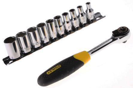 Stanley 0-94-610, 10 Pieces Ratchet Socket Set 1/4 In Square Drive  