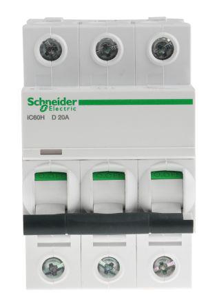 25A 50A D CURVE SCHNEIDER MULTI9 THREE POLE MCB TYPE D 20A