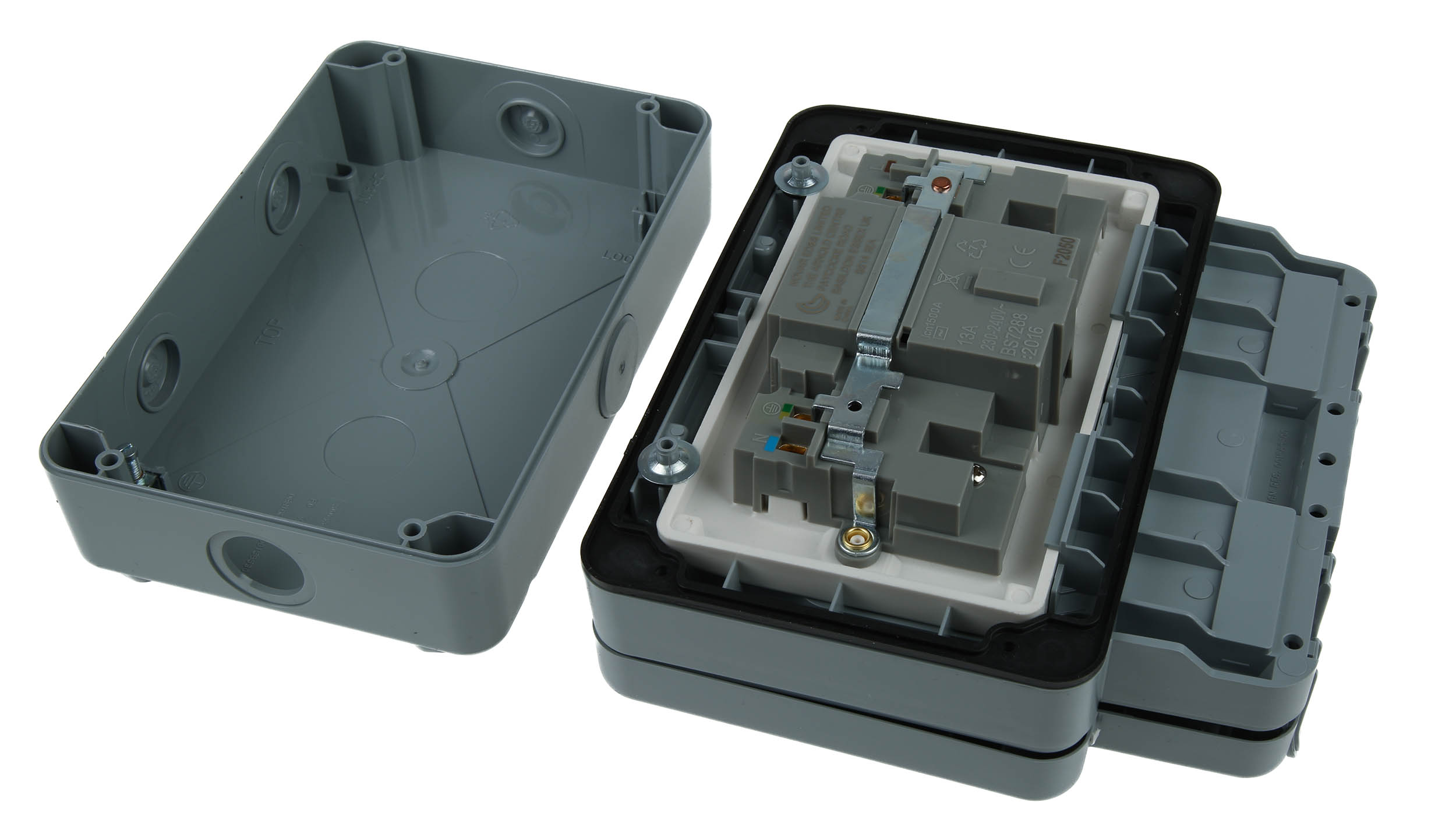 MK Electric Masterseal plus 13A, BS Fixing, Active, Single Gang RCD