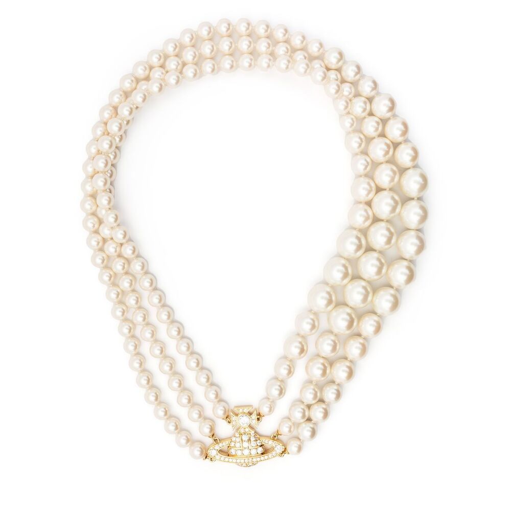 Vivienne Westwood Orb-detail Pearl Necklace In Silver