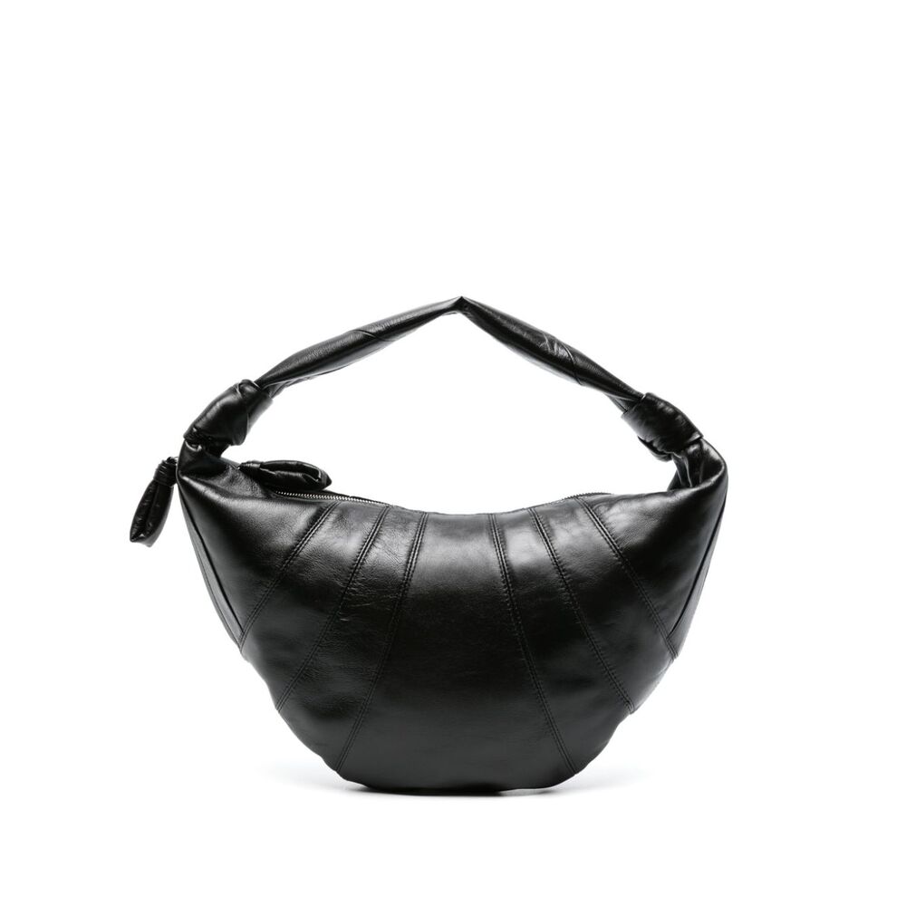 Lemaire Large Fortune Croissant Leather Shoulder Bag In Black
