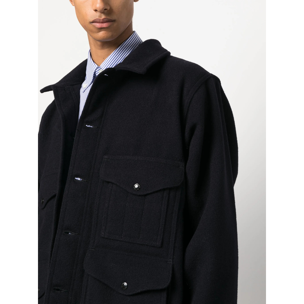 Flap-Pockets Wool Shirt Jacket