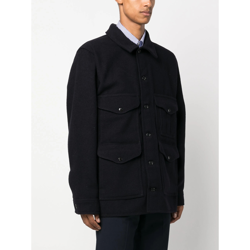 Flap-Pockets Wool Shirt Jacket