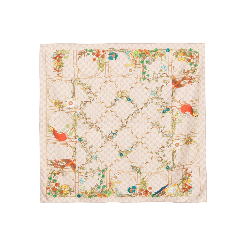 Gucci Logo-pattern Floral-print Scarf