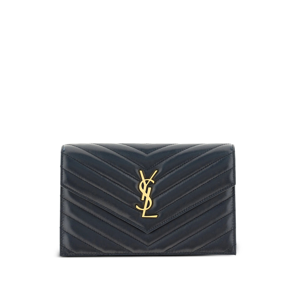 Saint Laurent Envelope Chain Wallet In Black