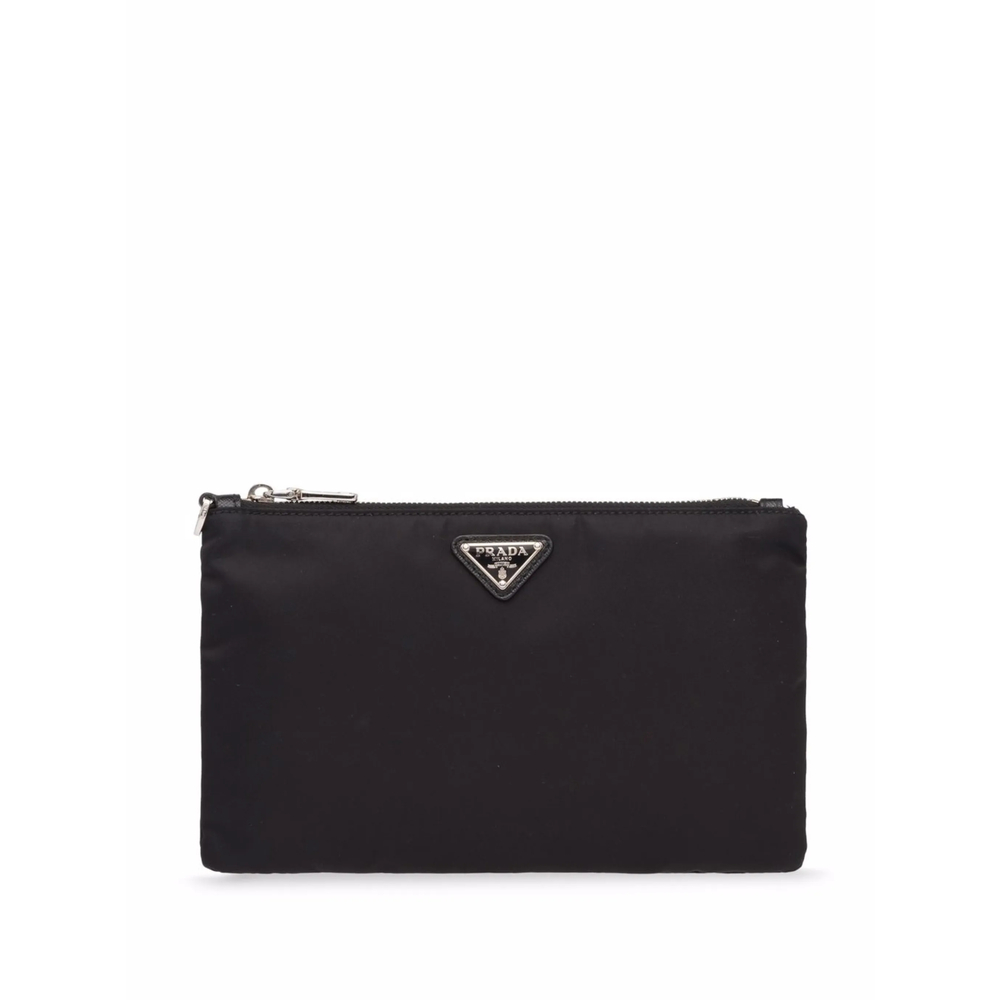 Prada Re-nylon And Saffiano Leather Pouch In Black
