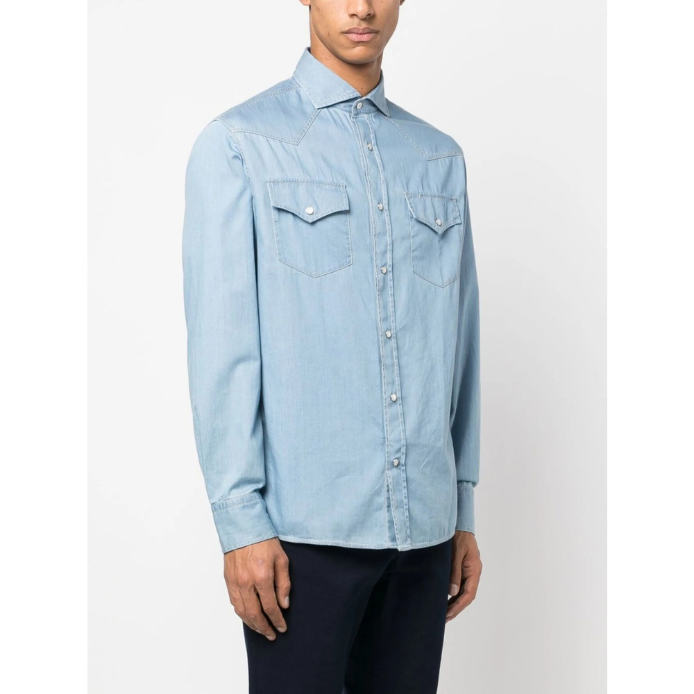 Contrast-Stitch Western-Yoke Shirt