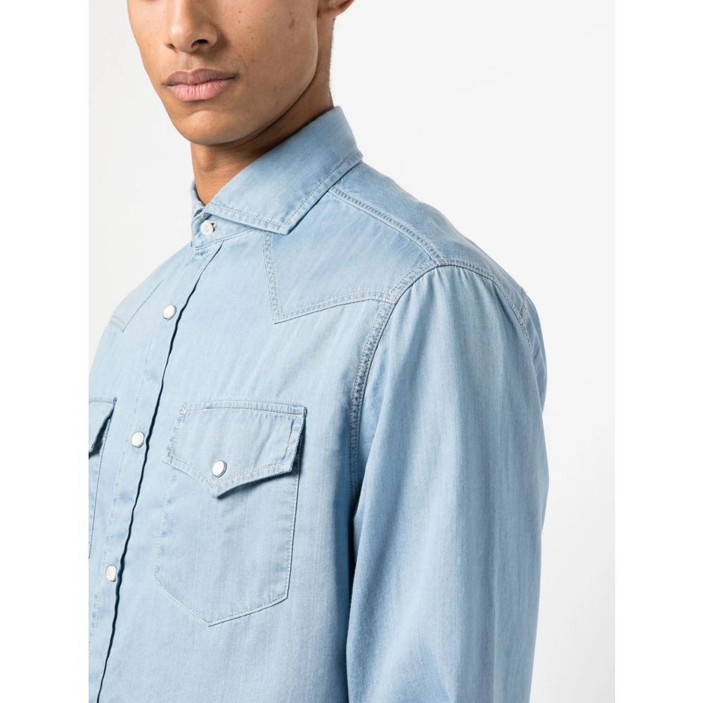 Contrast-Stitch Western-Yoke Shirt