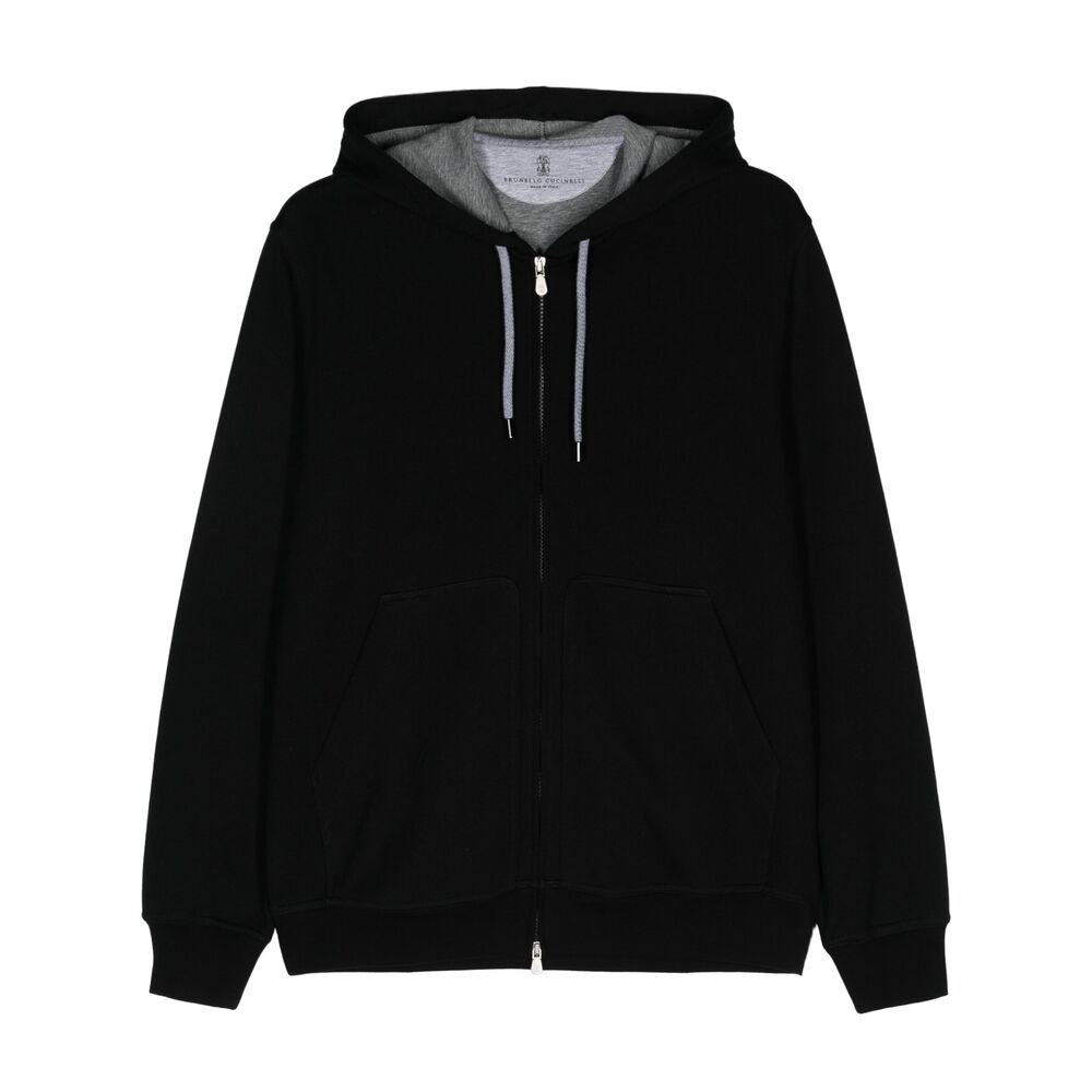 Brunello Cucinelli Cotton, Cashmere And Silk French Terry Double-cloth Hooded Sweatshirt With Zipper