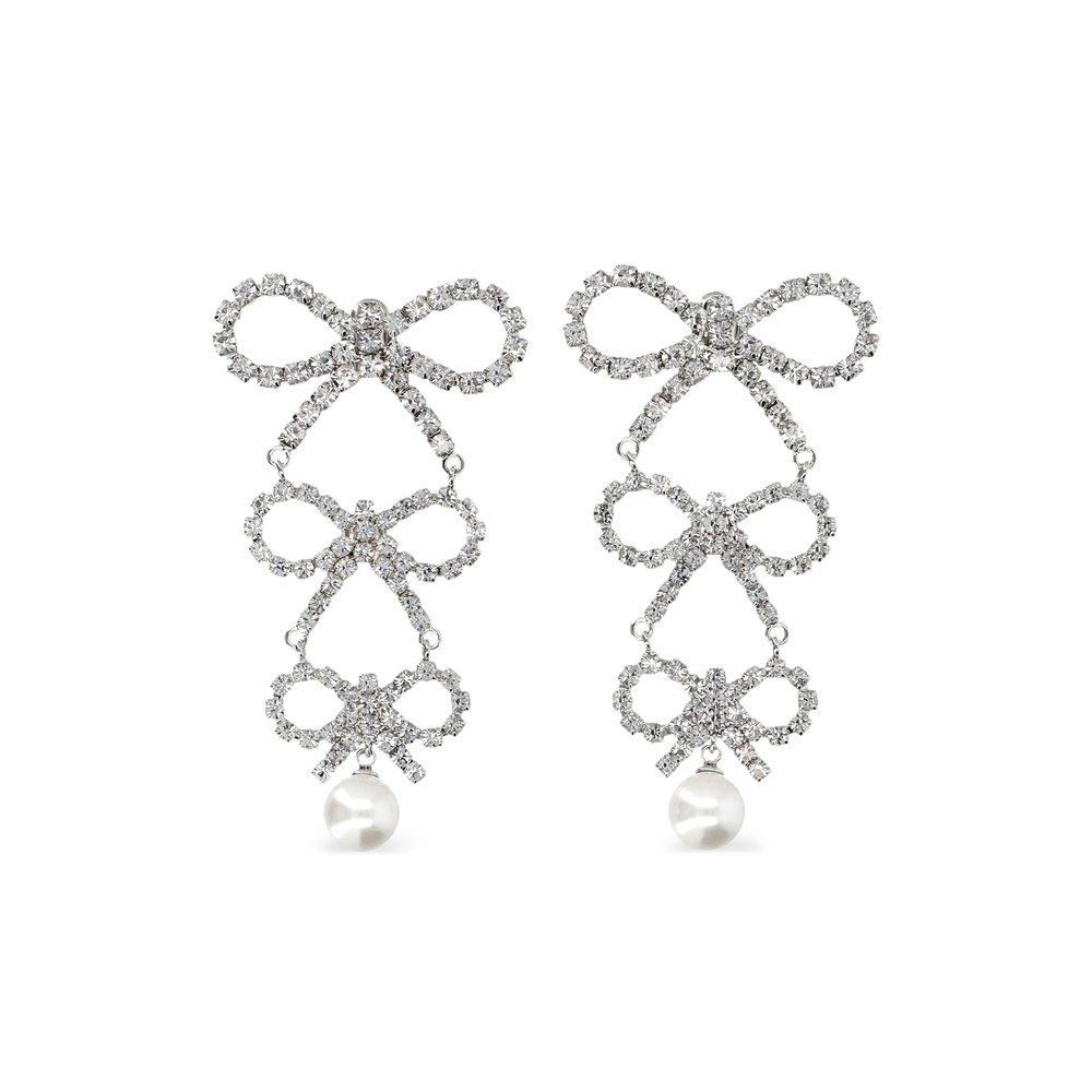 Self-portrait Tiered Crystal-bow Earrings