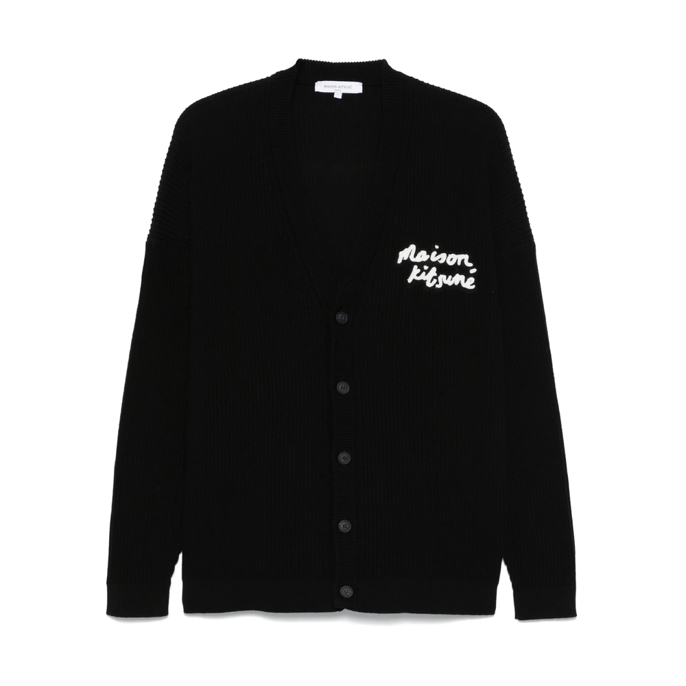 Maison Kitsuné Handwriting-embroidered Ribbed Cardigan