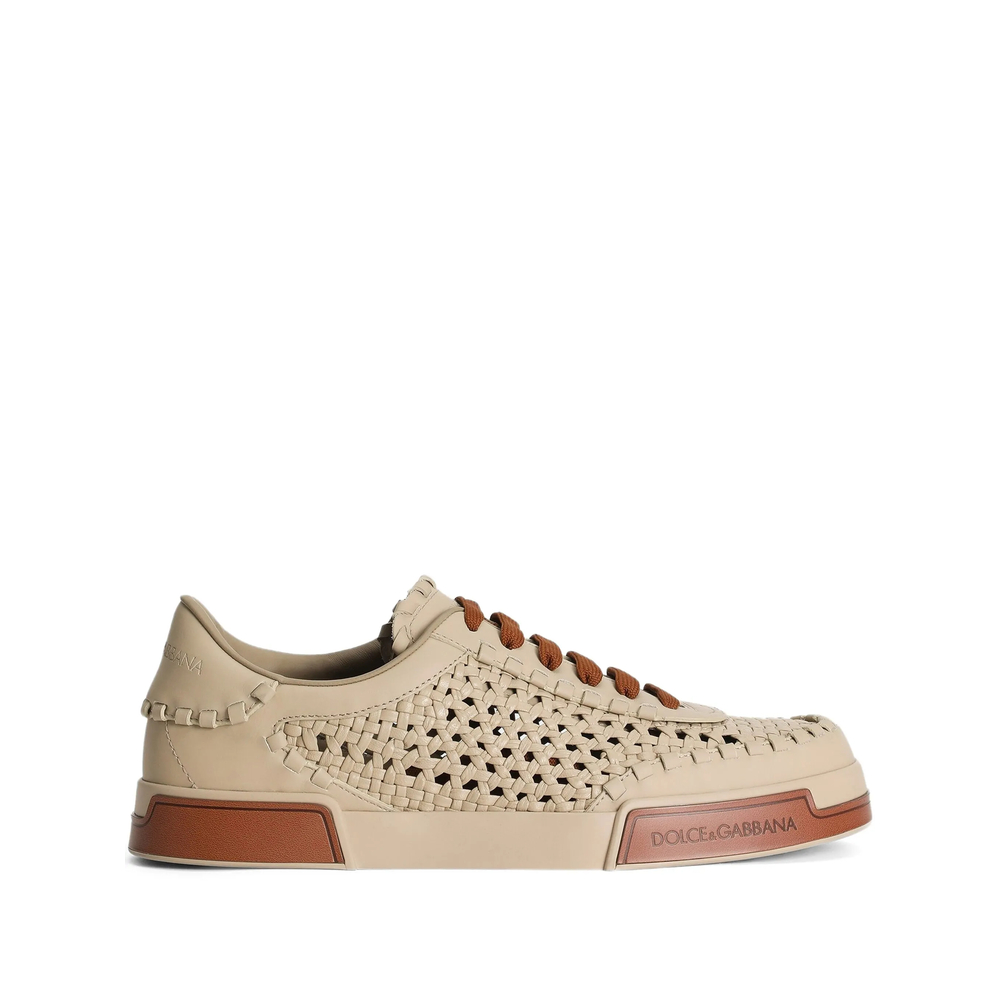 Dolce & Gabbana Mesh-panelling Leather Sneakers